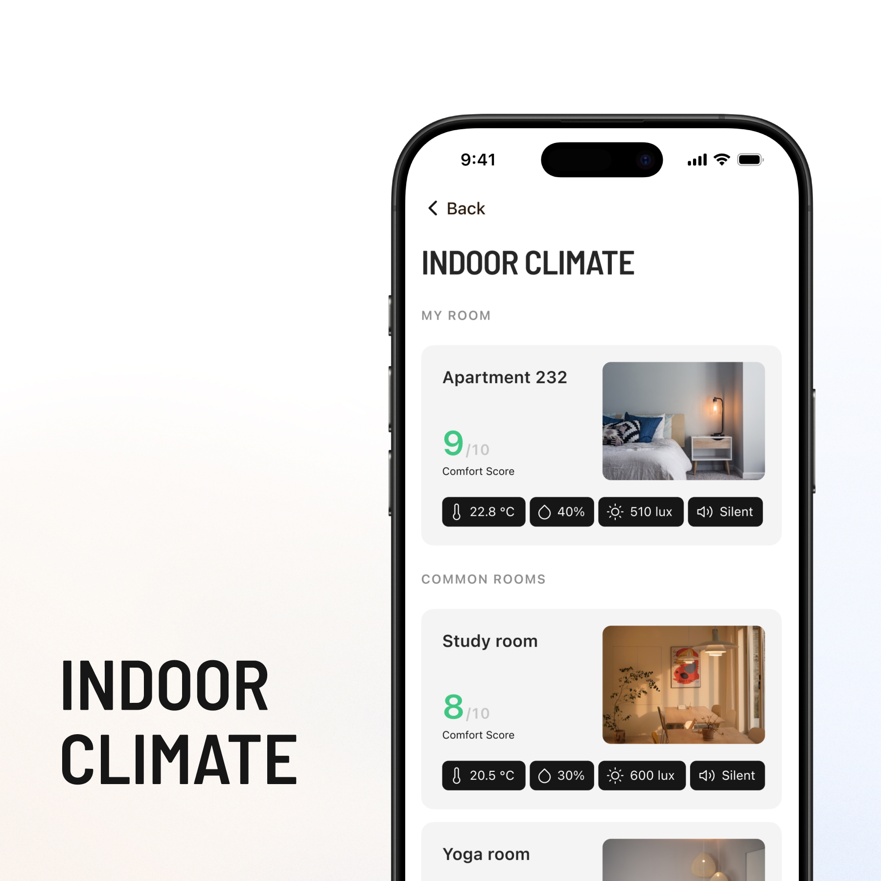 Display in the Spaceflow app of metrics collected via smart meters