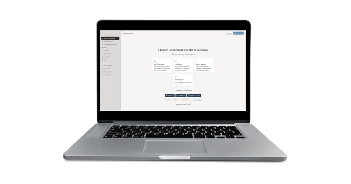 A computer displaying the Podplan platform