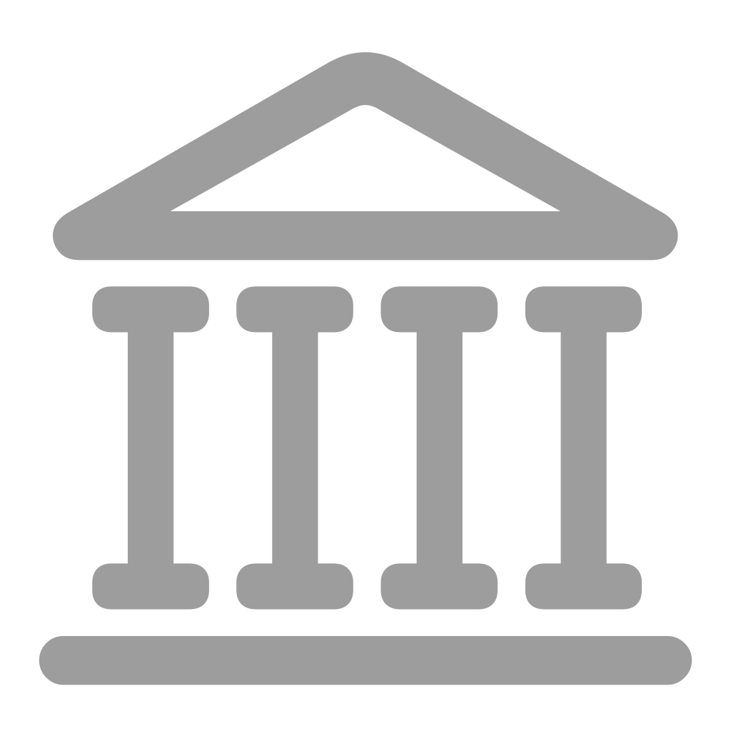 An icon that looks like the front of a Greek temple with four pillars.