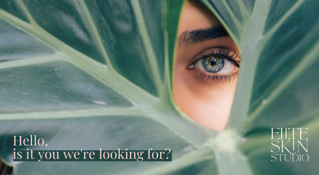 We're hiring banner for Elite Skin Studio, a woman hiding behind a green leaf.