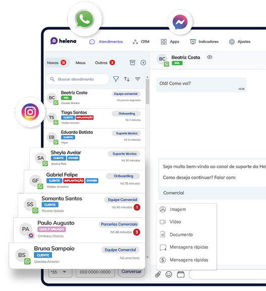 CRM via WhatsApp Mobile Helena