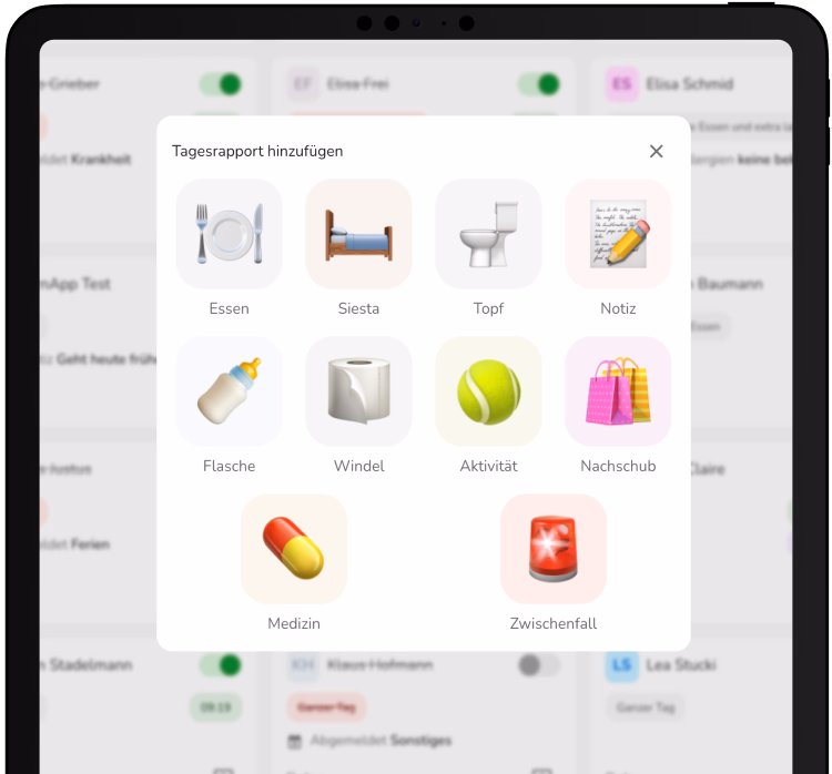 Mitarbeiter App screen mockup