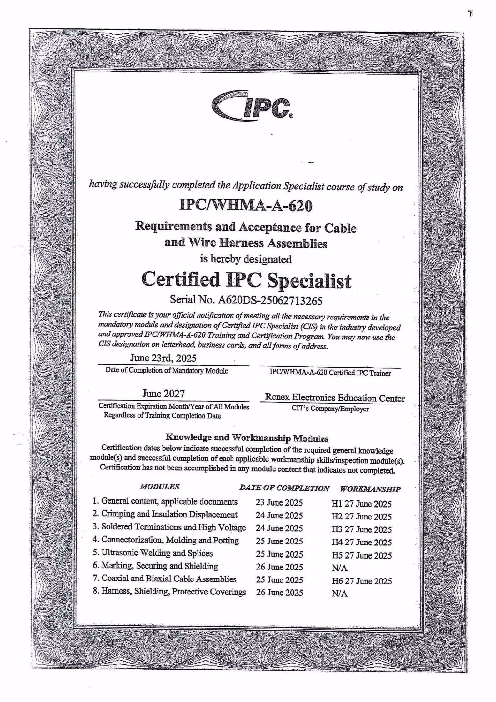 ISO 14001:2015 certificate for OmegaOne