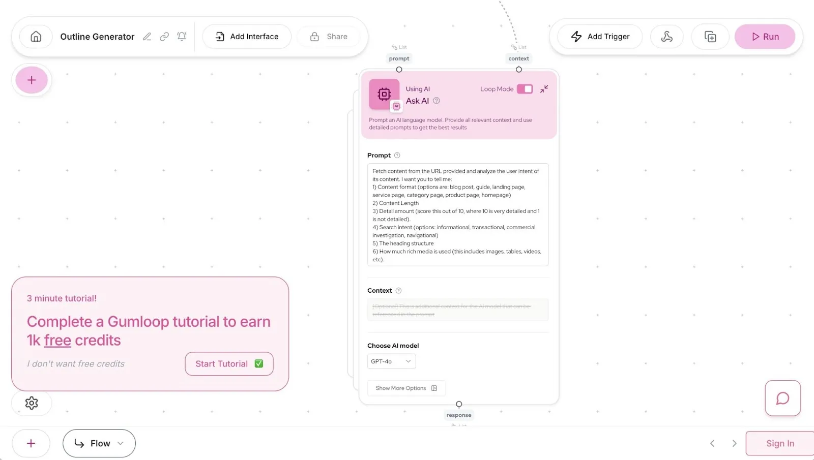 Gumloop dashboard