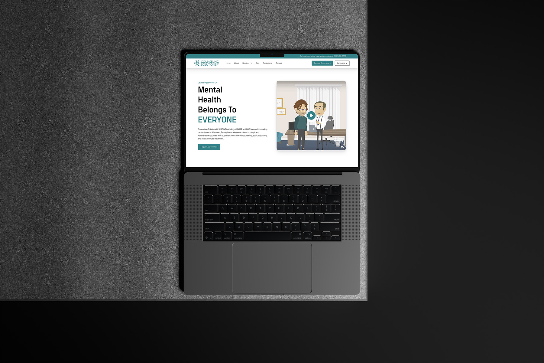The website of CSOLV displayed on a laptop