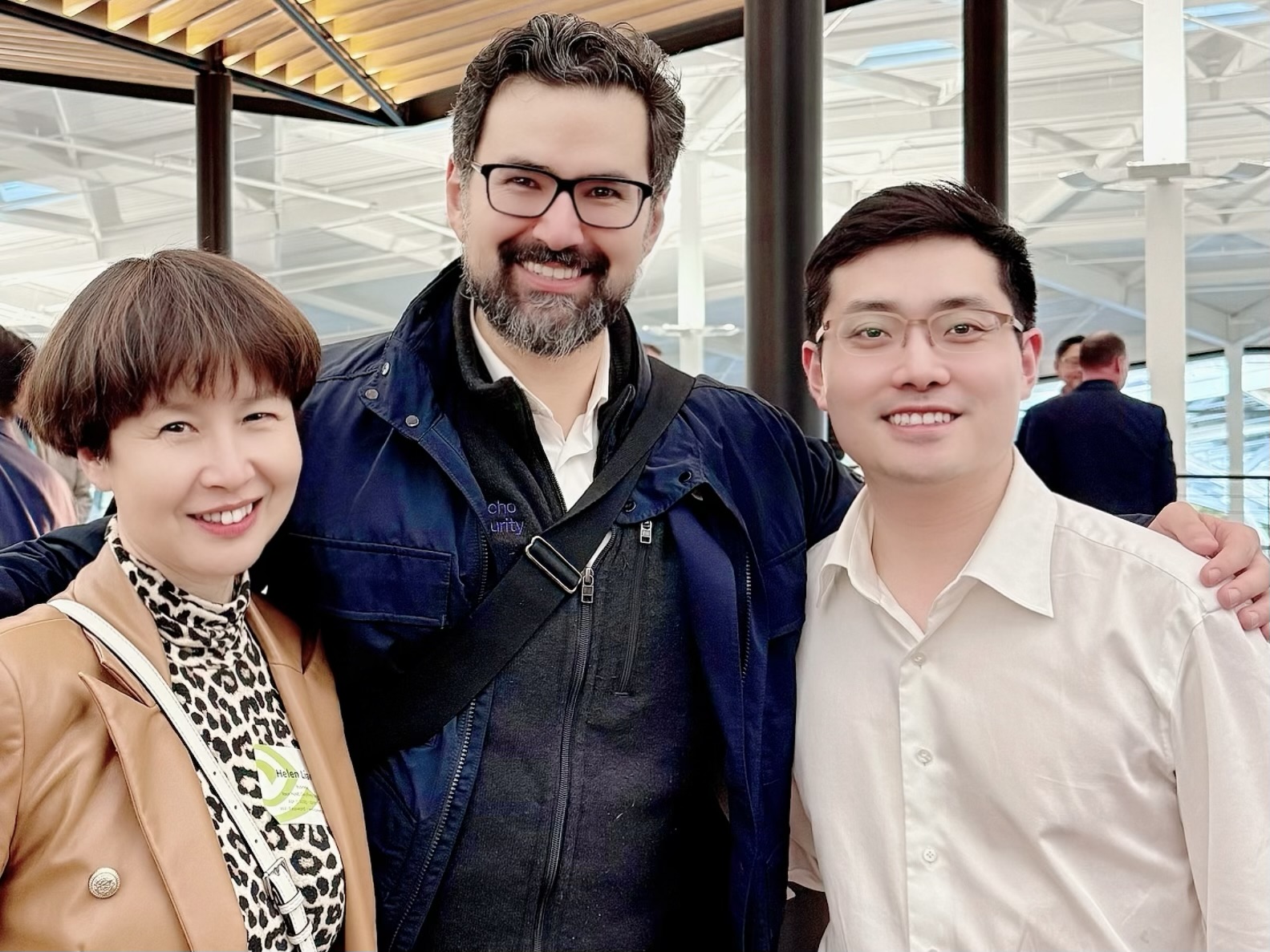 Jericho Security co-founders Sage Wohns, center, and Tim Hwang, with Helen Liang, Ph.D., managing partner of FoundersX Ventures, at Nvidia in April 2025 / Source: Jericho Security (EZ Newswire)