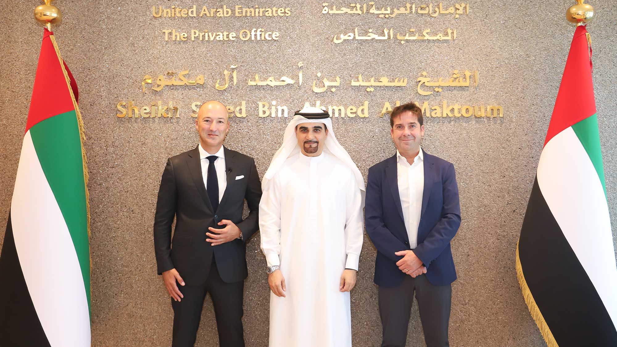 From left to right: Alexei Agratchev, CEO and Co-Founder of RetailNext; Hisham Al Gurg, CEO of Seed Group and The Private Office of Sheikh Saeed bin Ahmed Al Maktoum; Oriol Brichs, EMEA Sales Director at RetailNext / Source: Imperium Comms (EZ Newswire)