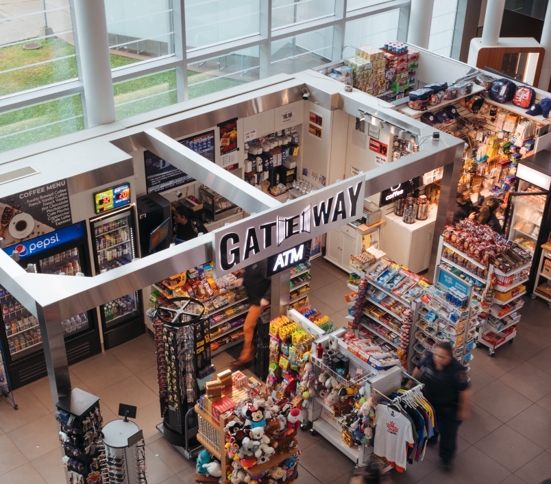 Top Angle shot of a Gateway store in a mall.