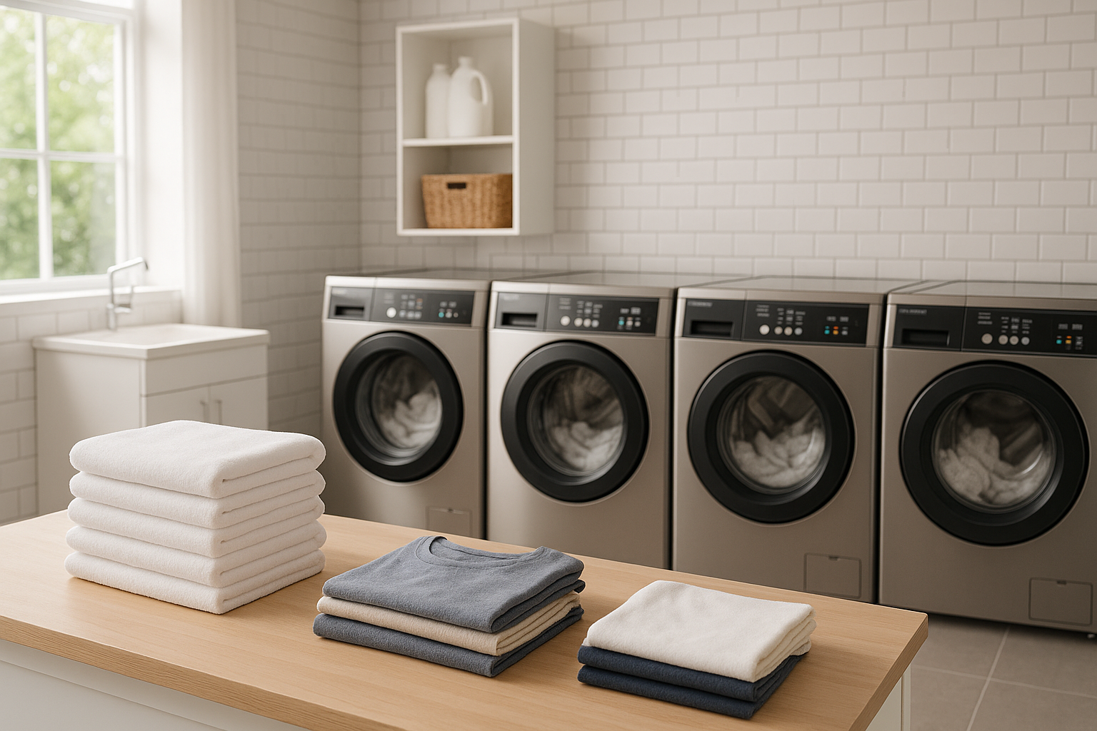 Professional wash and fold laundry service in Northern Virginia - Columbia Pike Laundry commercial equipment