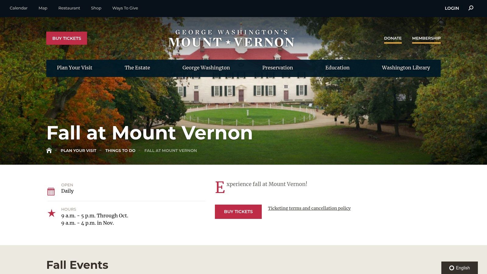 George Washington’s Mount Vernon – Fall Harvest Family Days and Fall Wine Festival