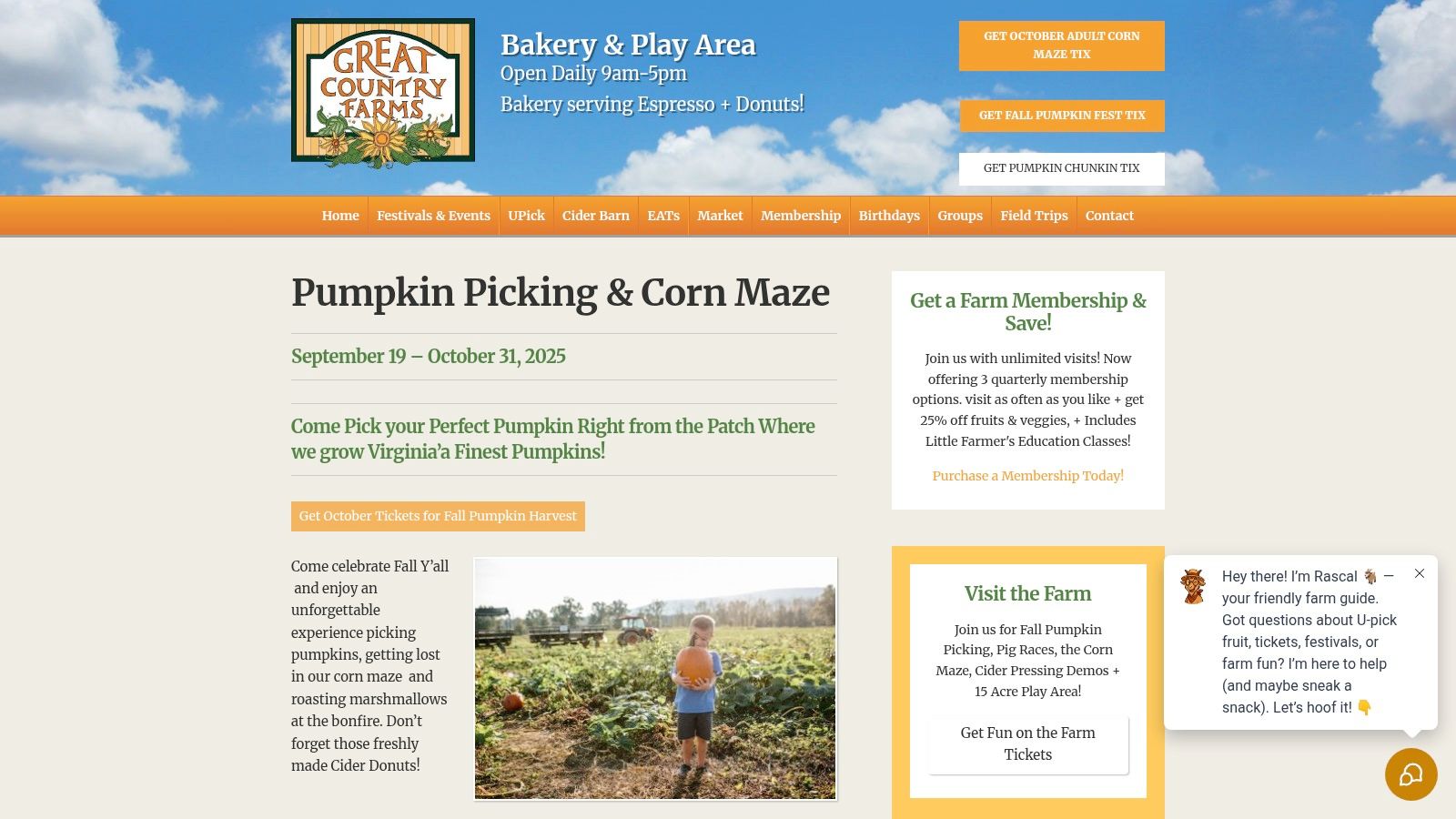 Great Country Farms – Fall Pumpkin Harvest Festival