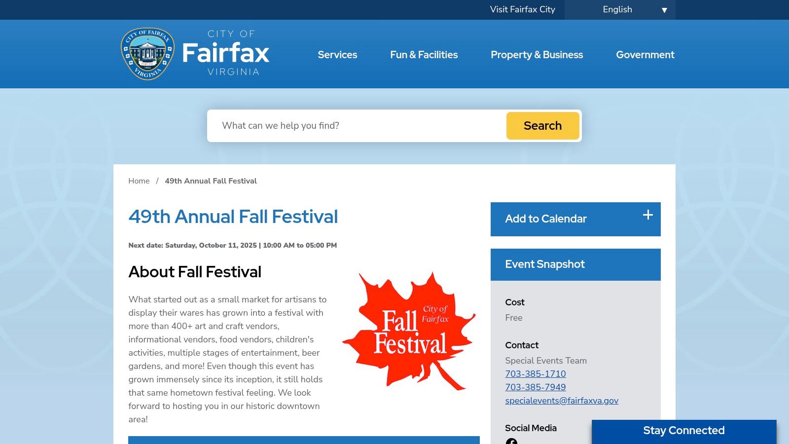 City of Fairfax – 49th Annual City of Fairfax Fall Festival