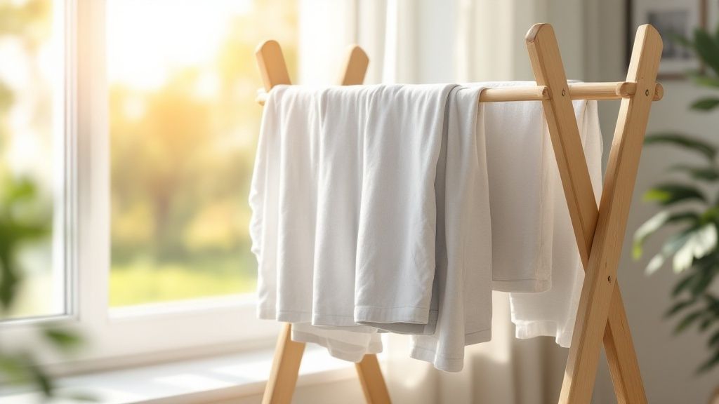 A person folding clean, fluffy towels next to neatly folded gym clothes.