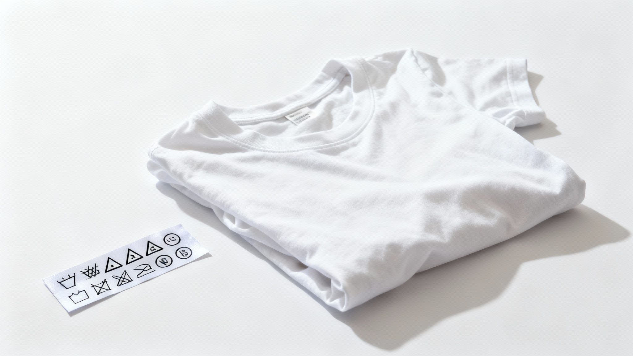 A person sorting laundry into different baskets based on fabric type and color.