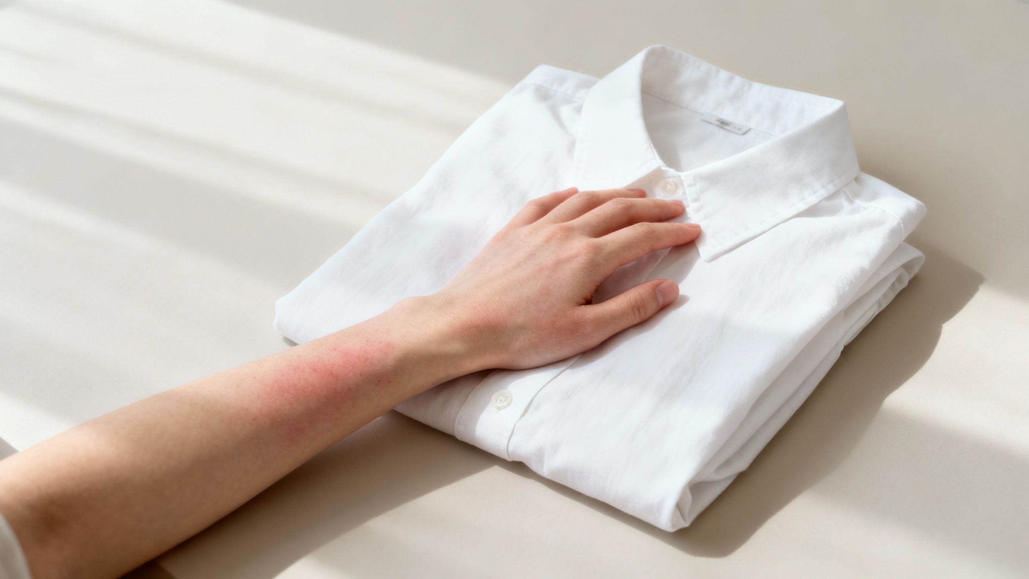 Person with sensitive skin looking at their arm.