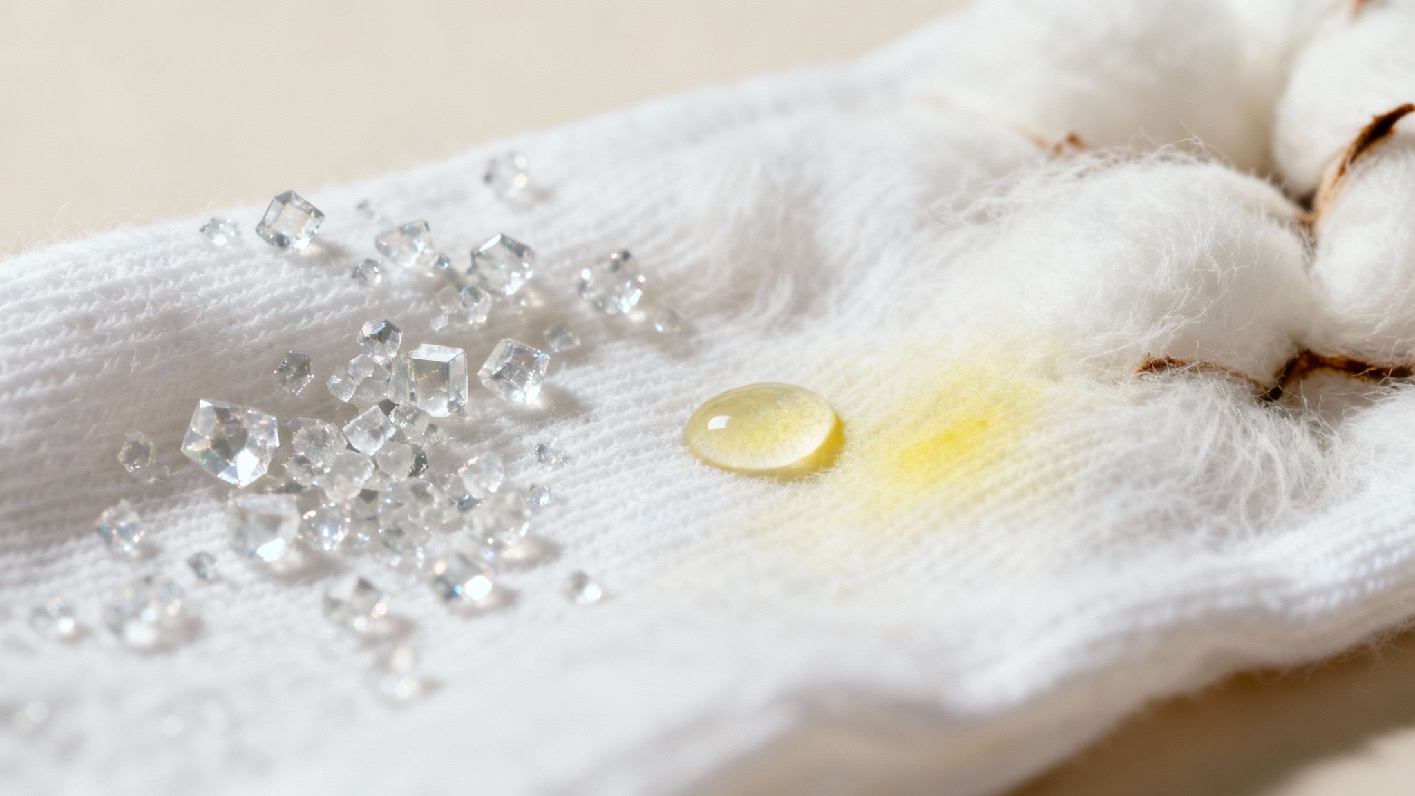 A close-up of a deodorant stick and a shirt.