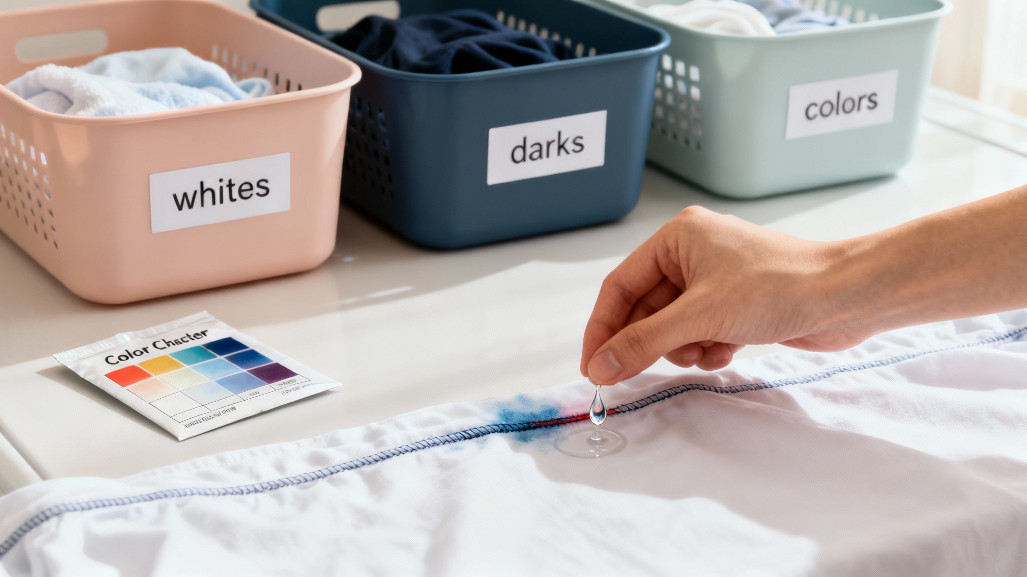 An array of commercial laundry products on a shelf