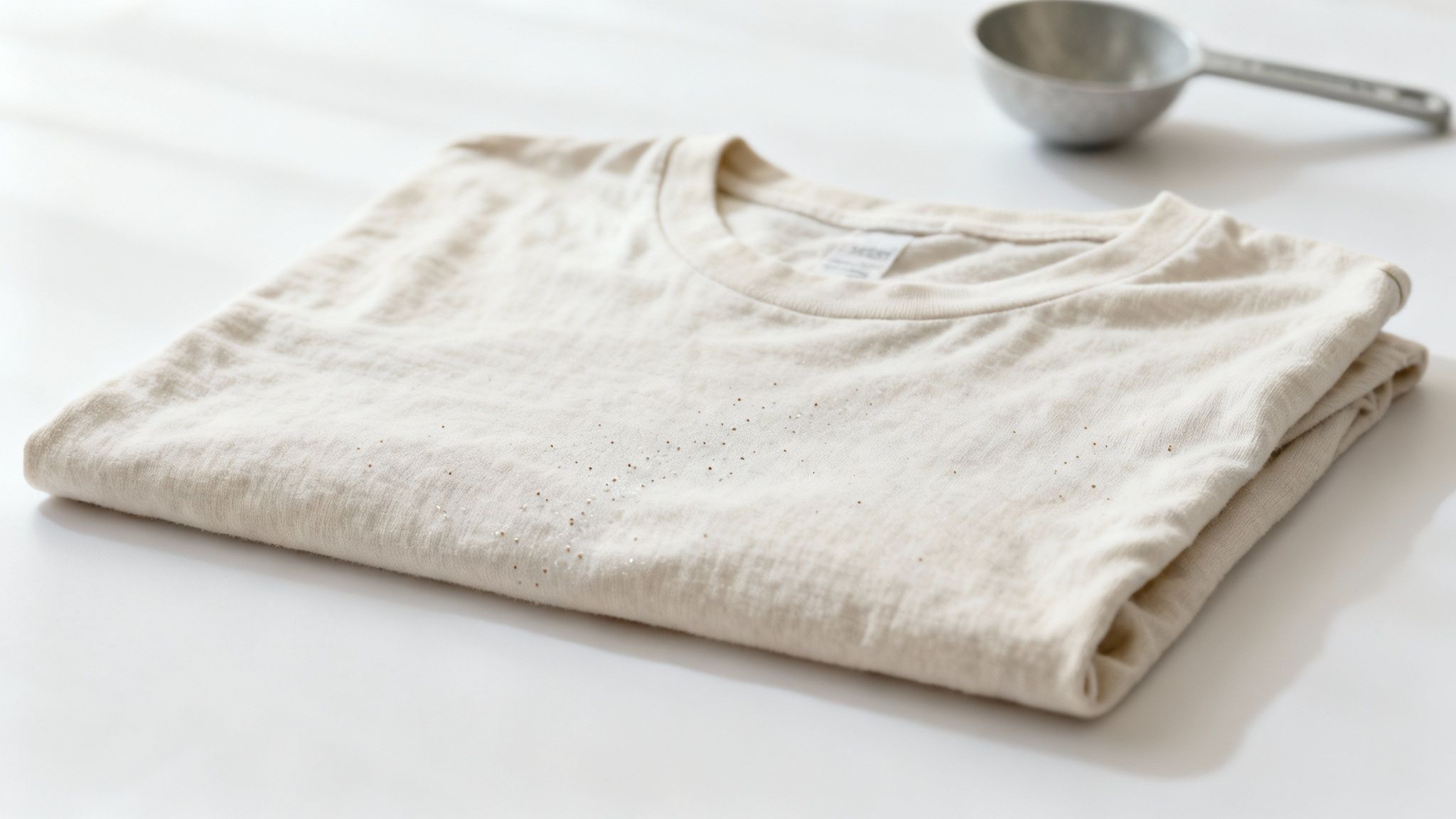 A pile of stiff, folded towels next to a laundry basket