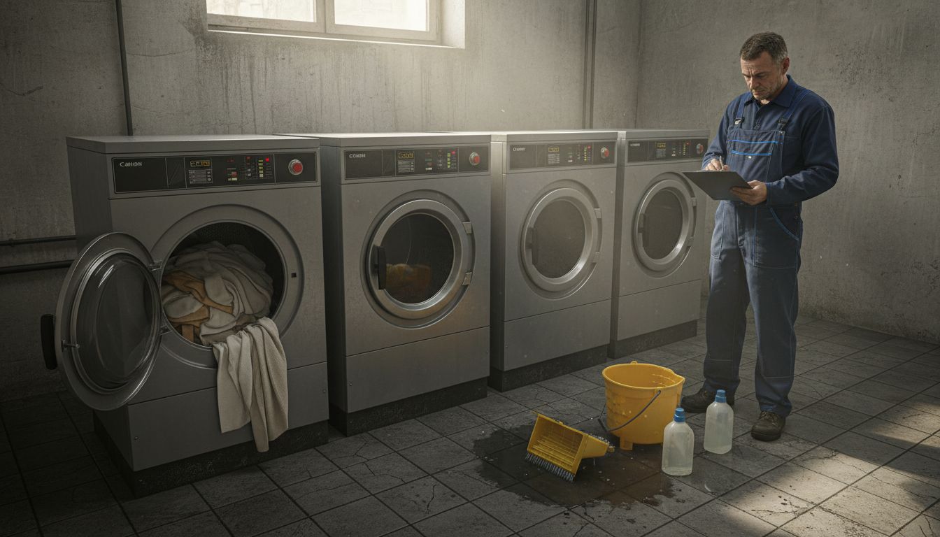 Industrial washing machines laundry technician clipboard