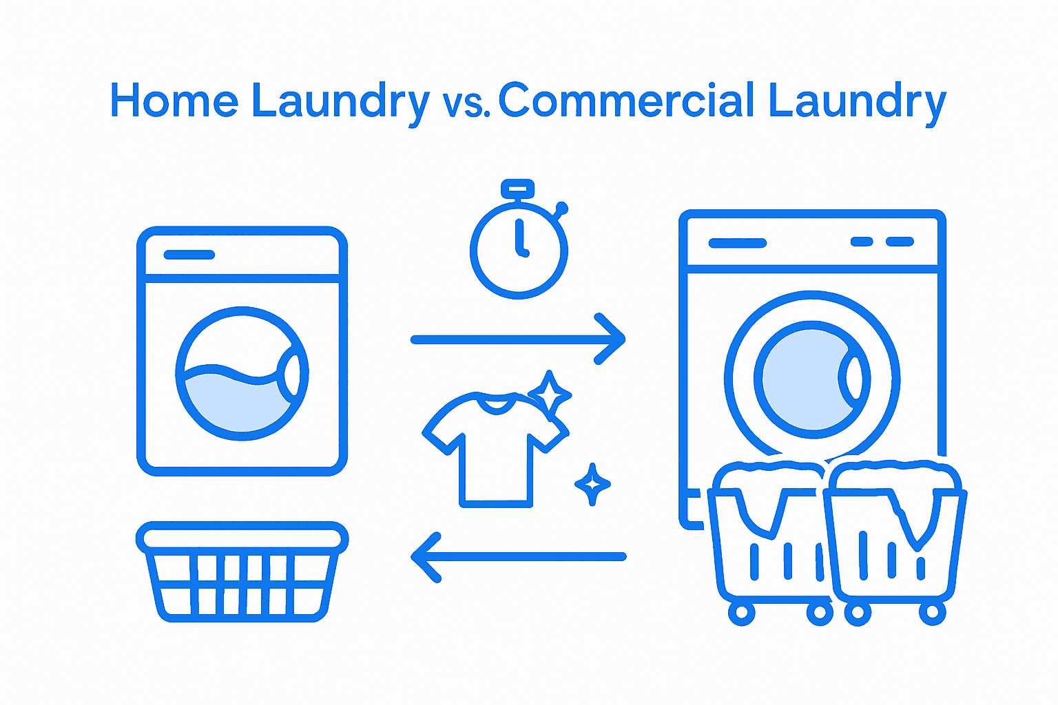 Infographic comparing home and commercial laundry features