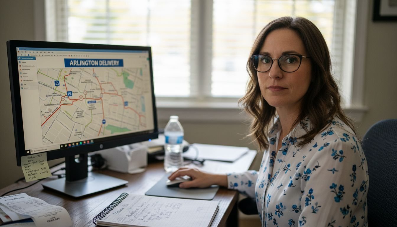 Manager reviewing laundry delivery routes