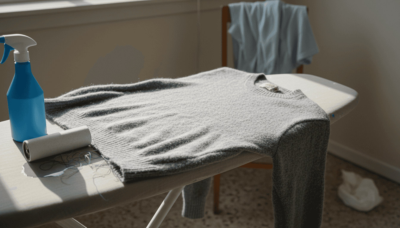 Close-up of felted, shrunken wool sweater