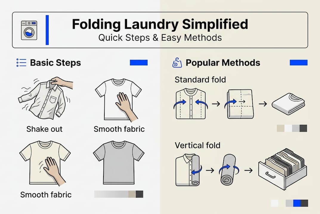 Infographic summarizing folding laundry basics