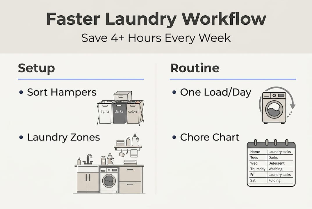 Infographic of four laundry workflow steps