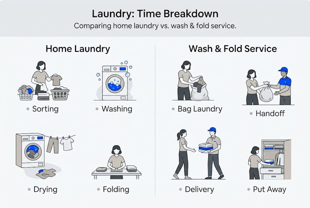 Infographic comparing laundry task time savings