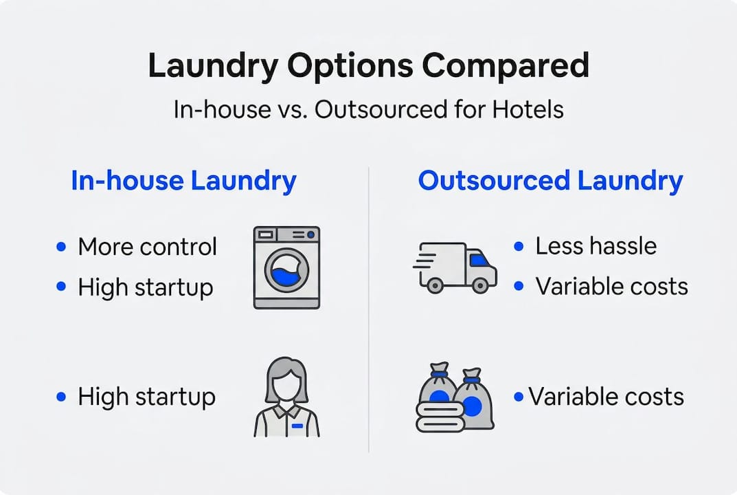 Infographic comparing in-house and outsourced laundry
