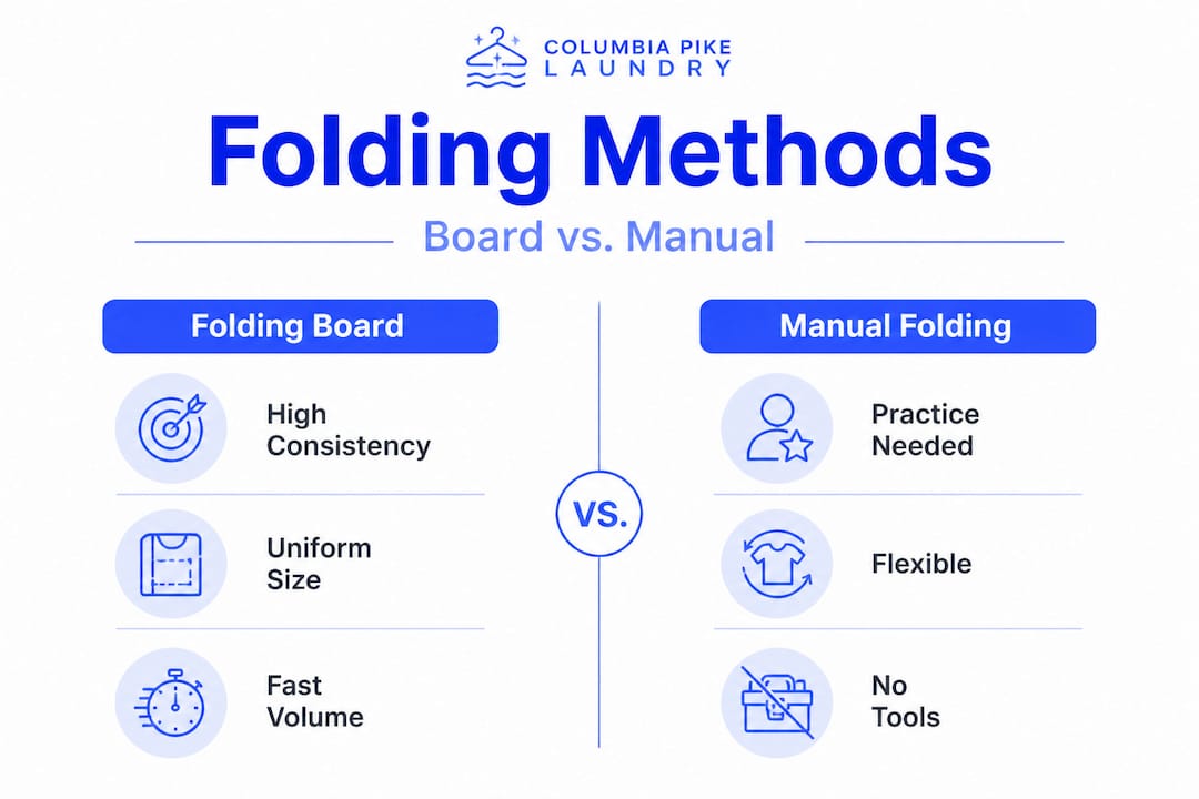 Comparison infographic folding board versus manual
