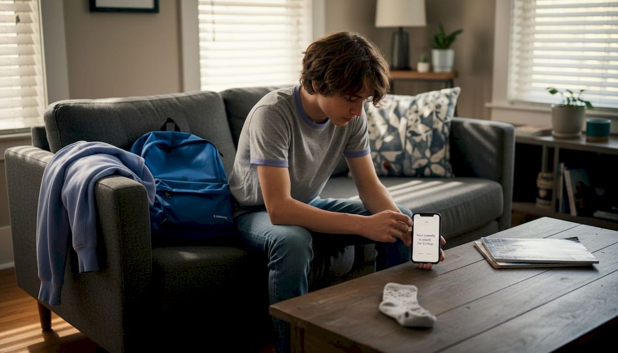Teen receives laundry ready notification at home