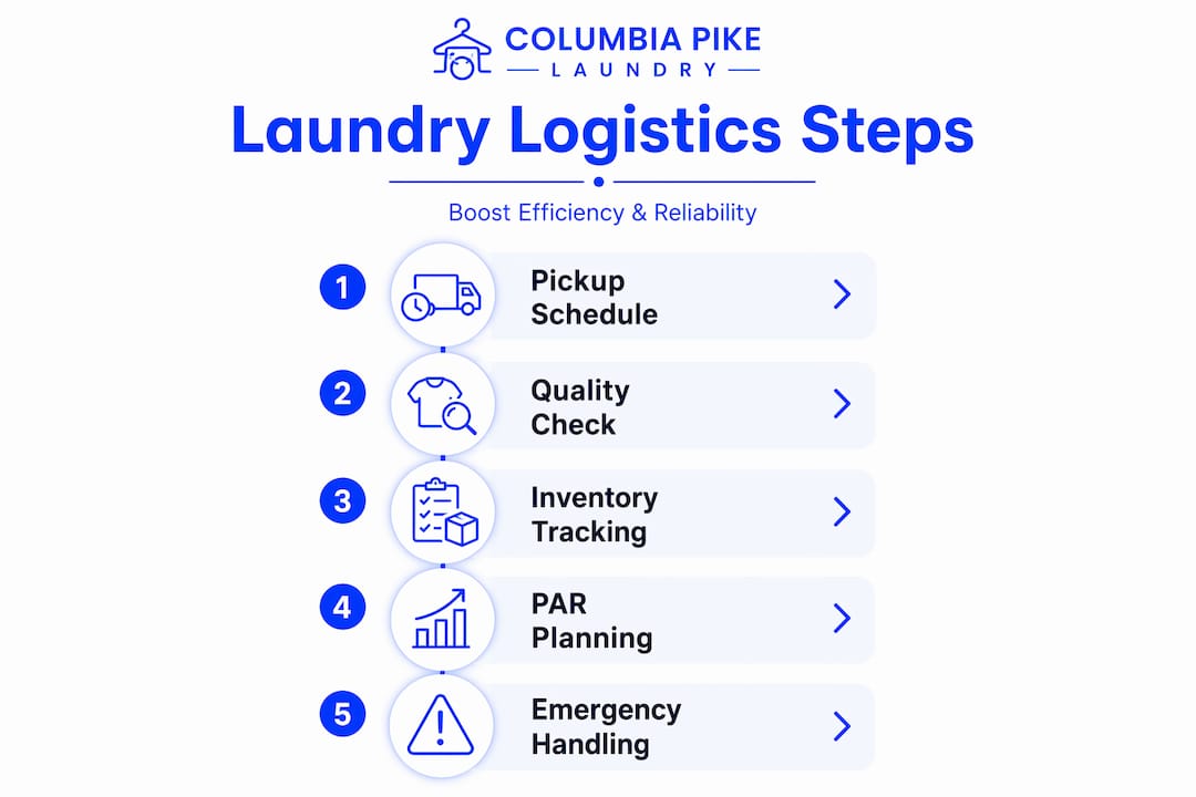 Infographic outlining laundry logistics process steps