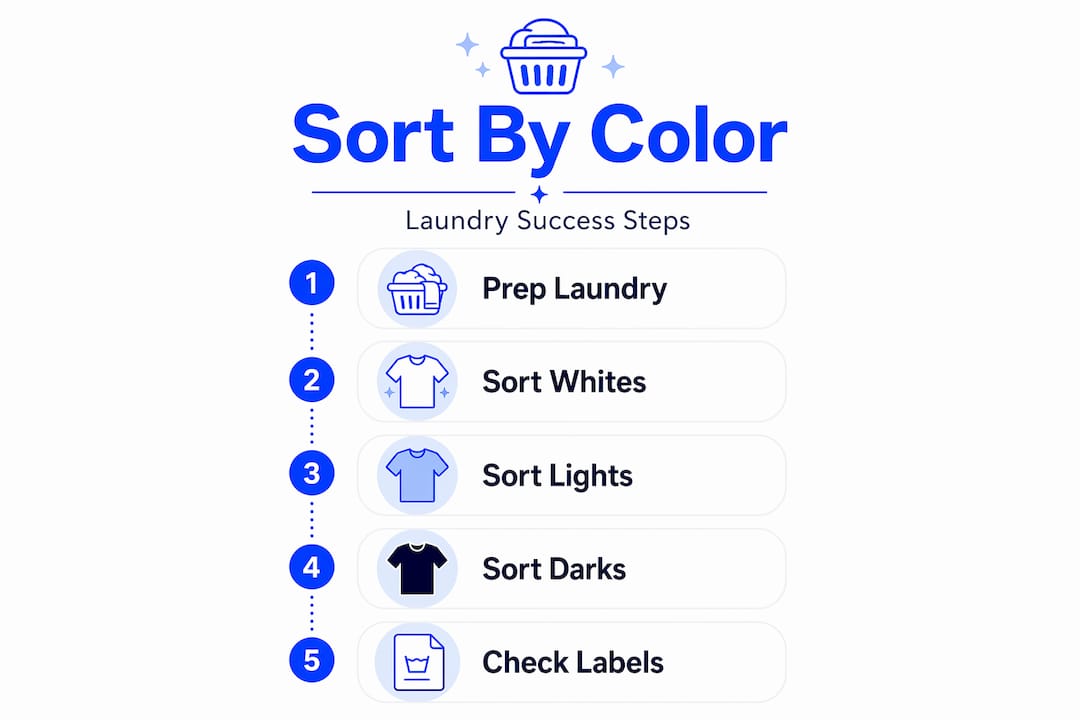 Infographic with laundry color sorting steps
