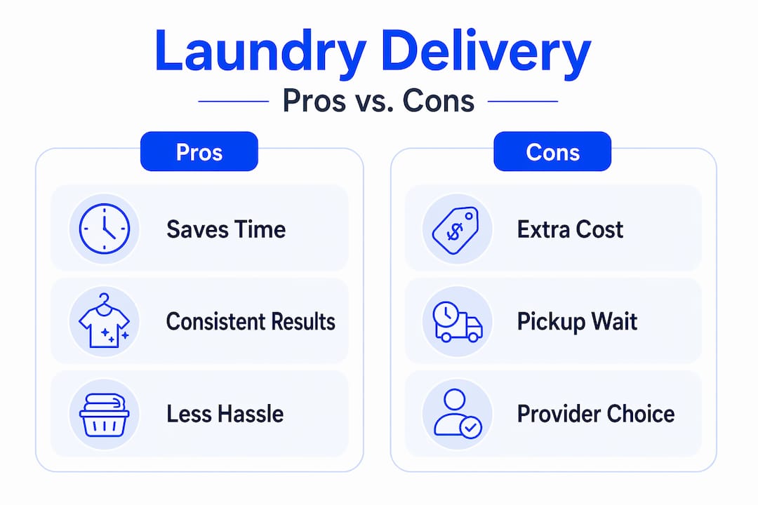 Infographic comparing laundry delivery pros and cons