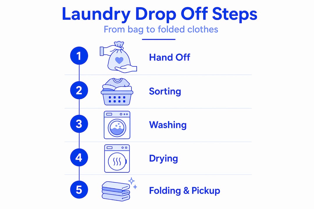 Infographic of laundry drop off steps process