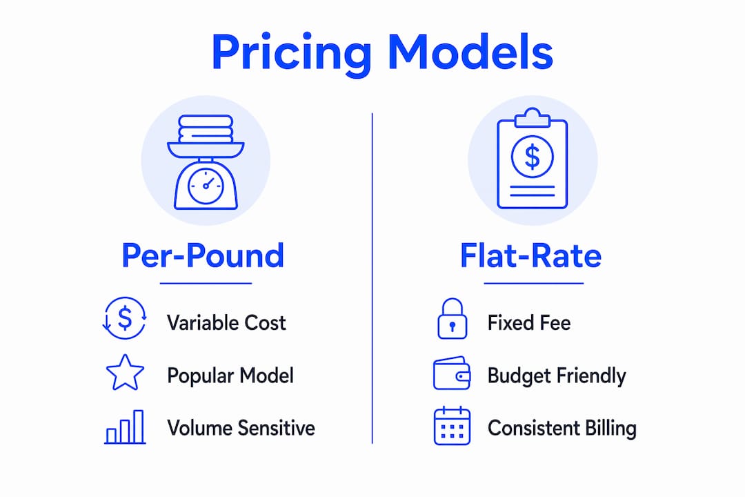 Infographic illustrating laundry pricing model comparison