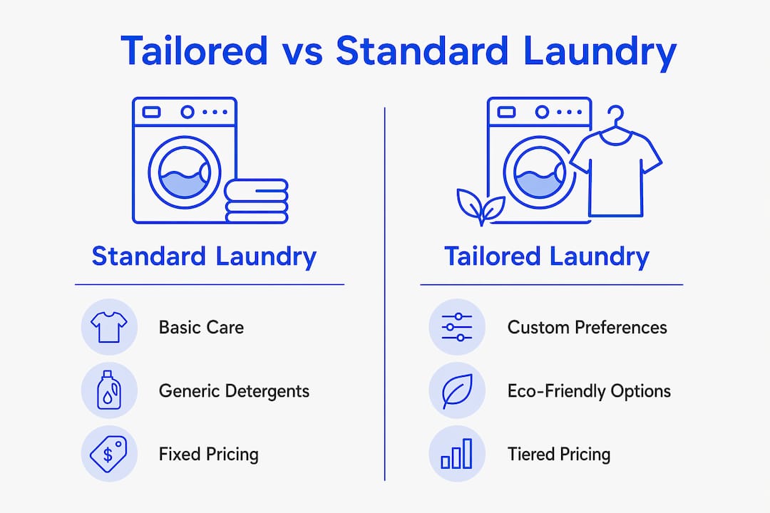 Infographic comparing tailored and standard laundry services