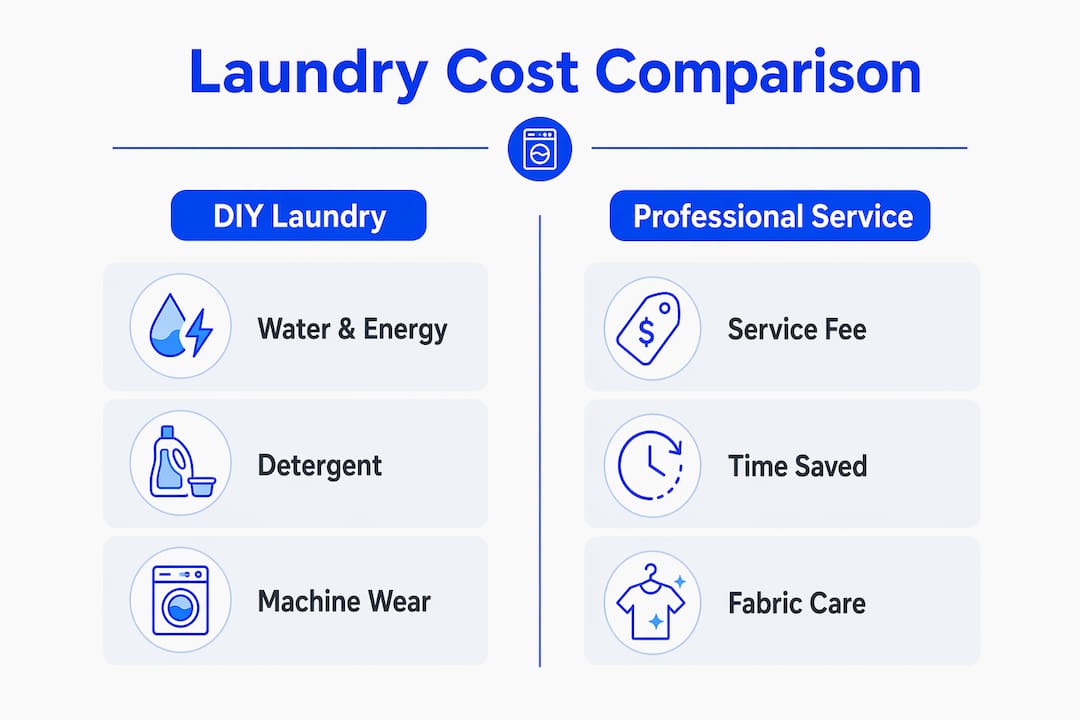 Infographic comparing DIY laundry costs versus professional laundry service
