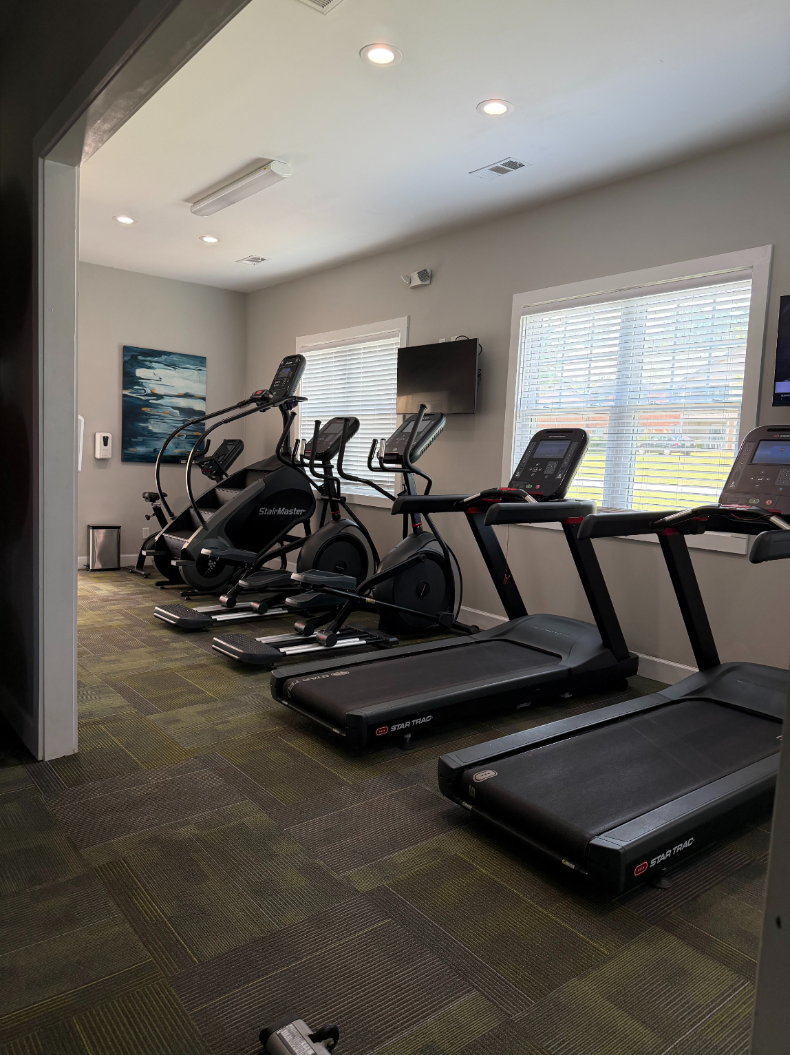 Fitness center with treadmills