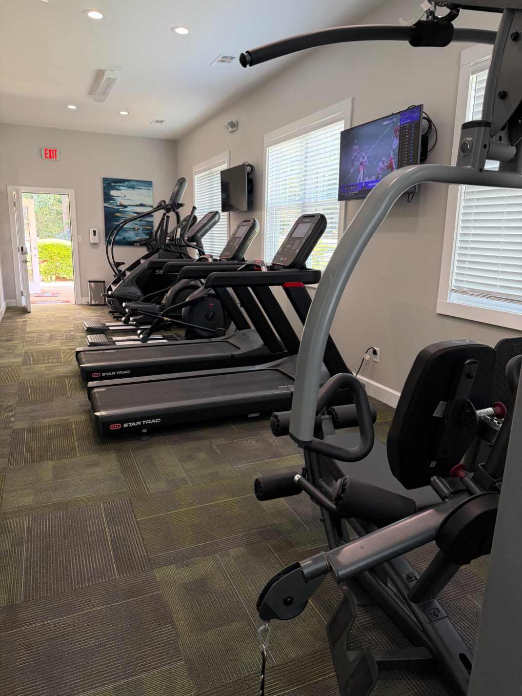 Fitness center with treadmills