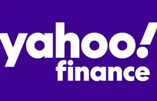 The Yahoo Finance logo, featuring the word "yahoo!" in large white letters above the word "finance" in smaller white letters, all set on a deep purple background.