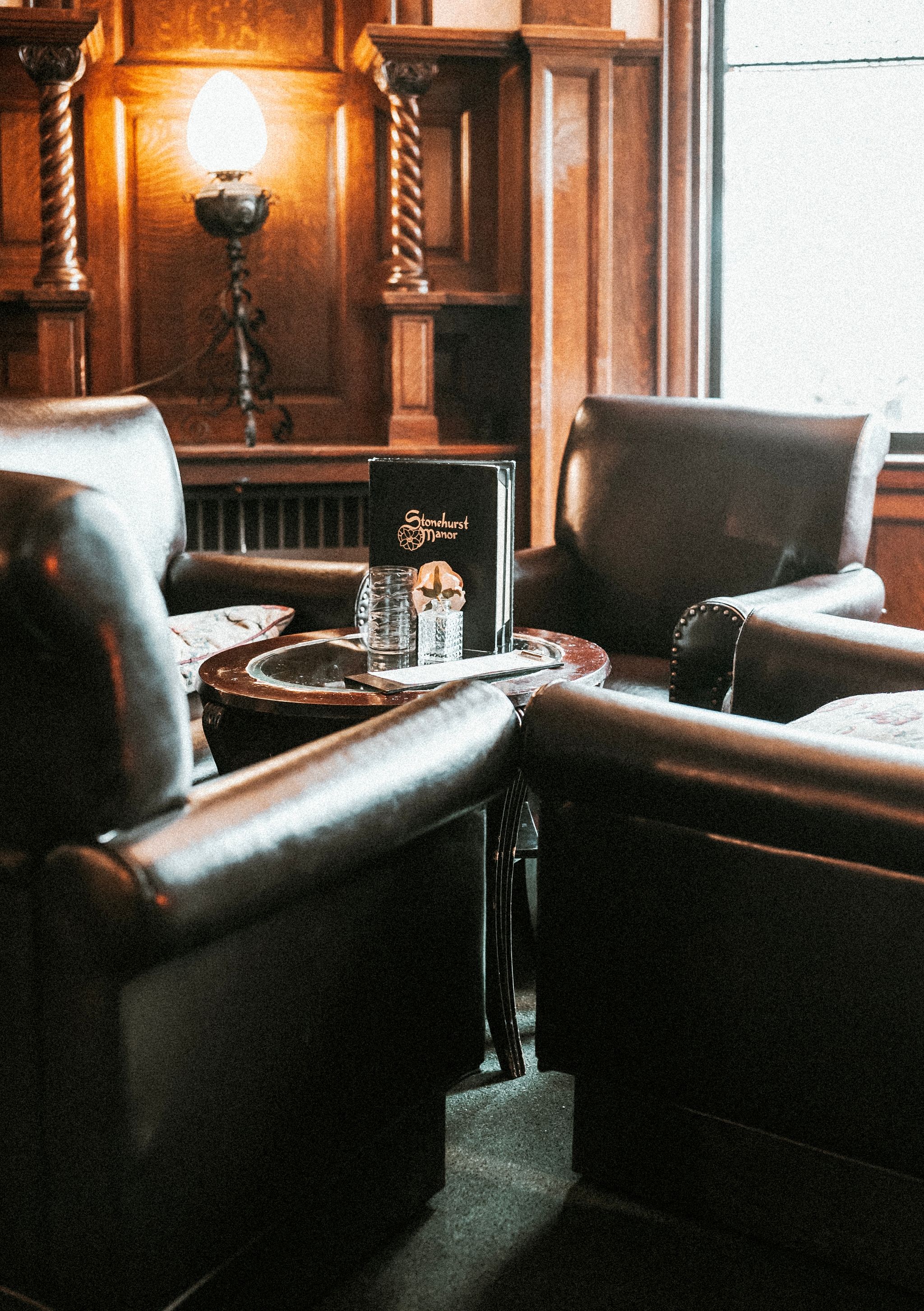 Leather lounge chairs