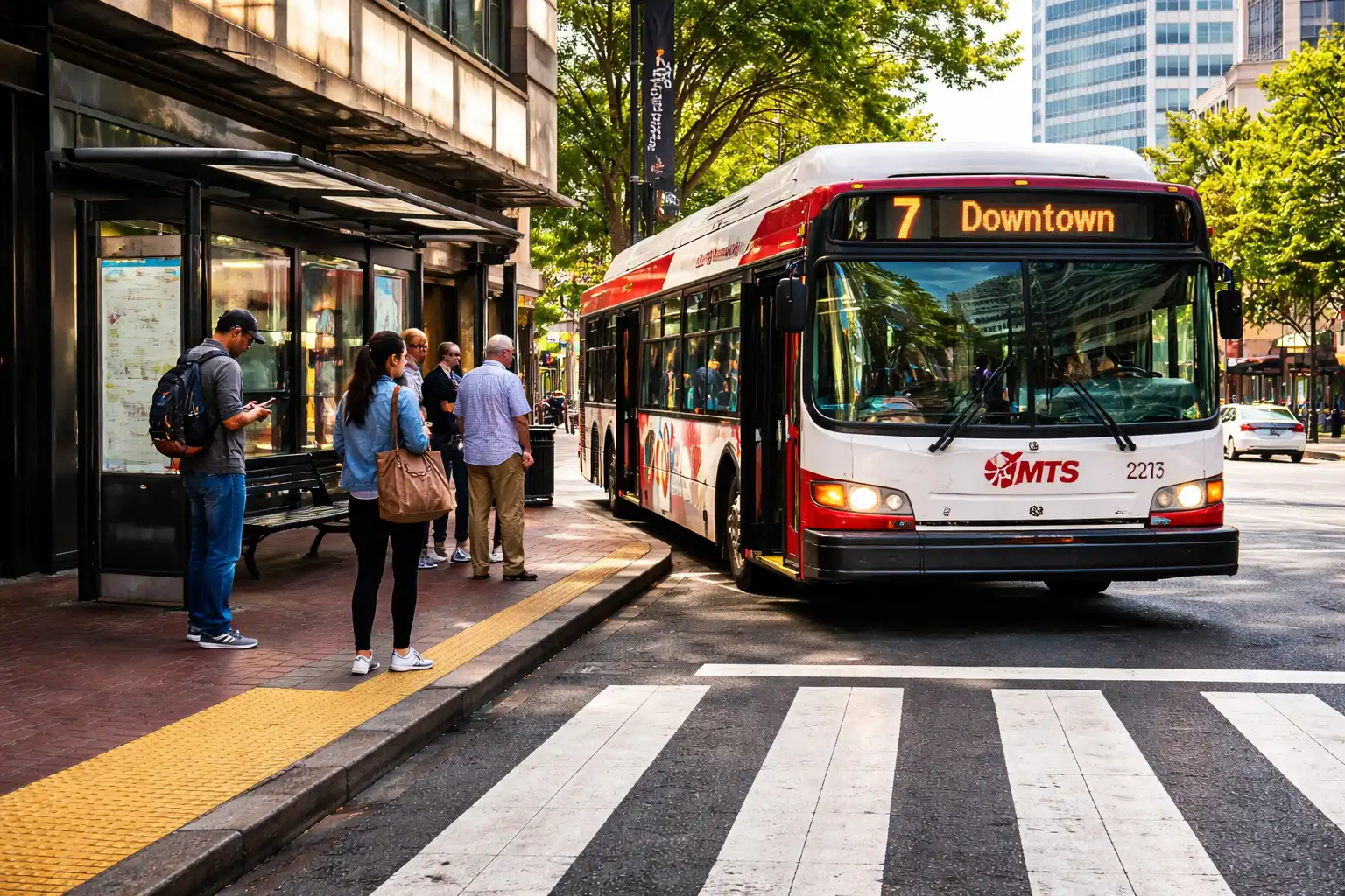 MTS Bus at San Diego Crosswalk