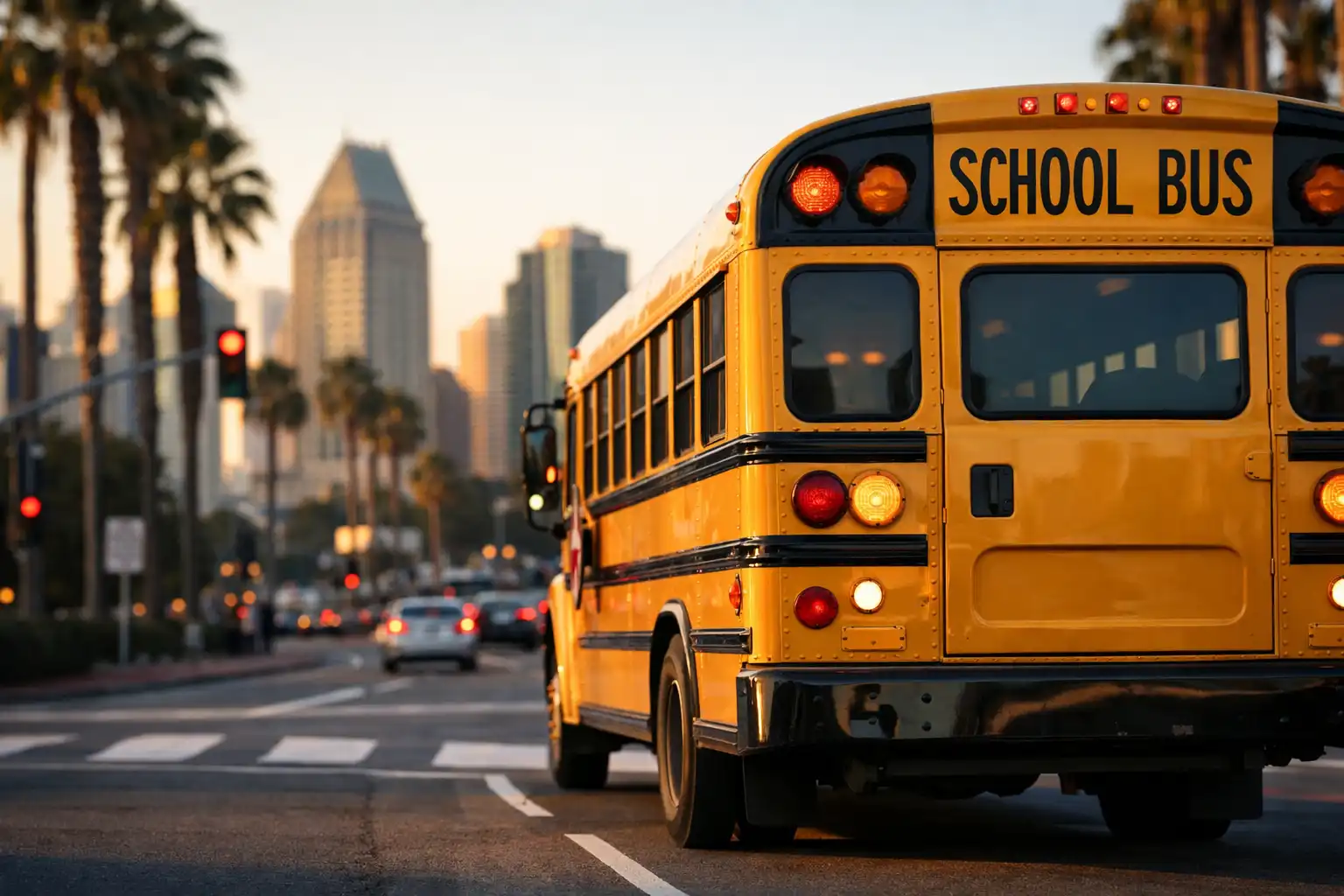 San Diego school bus at intersection
