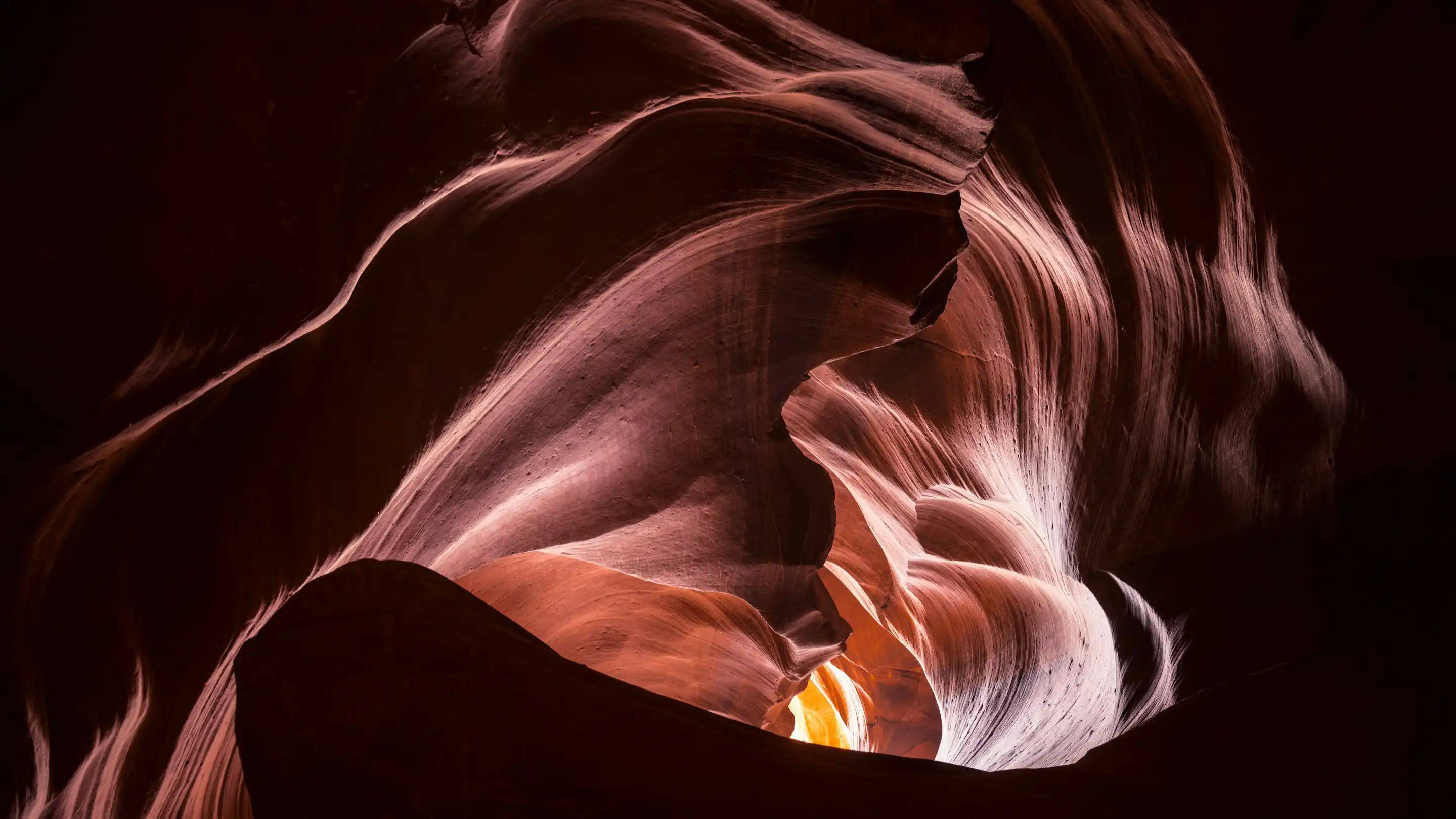 Natural abstract photograph inside cavern of red stone