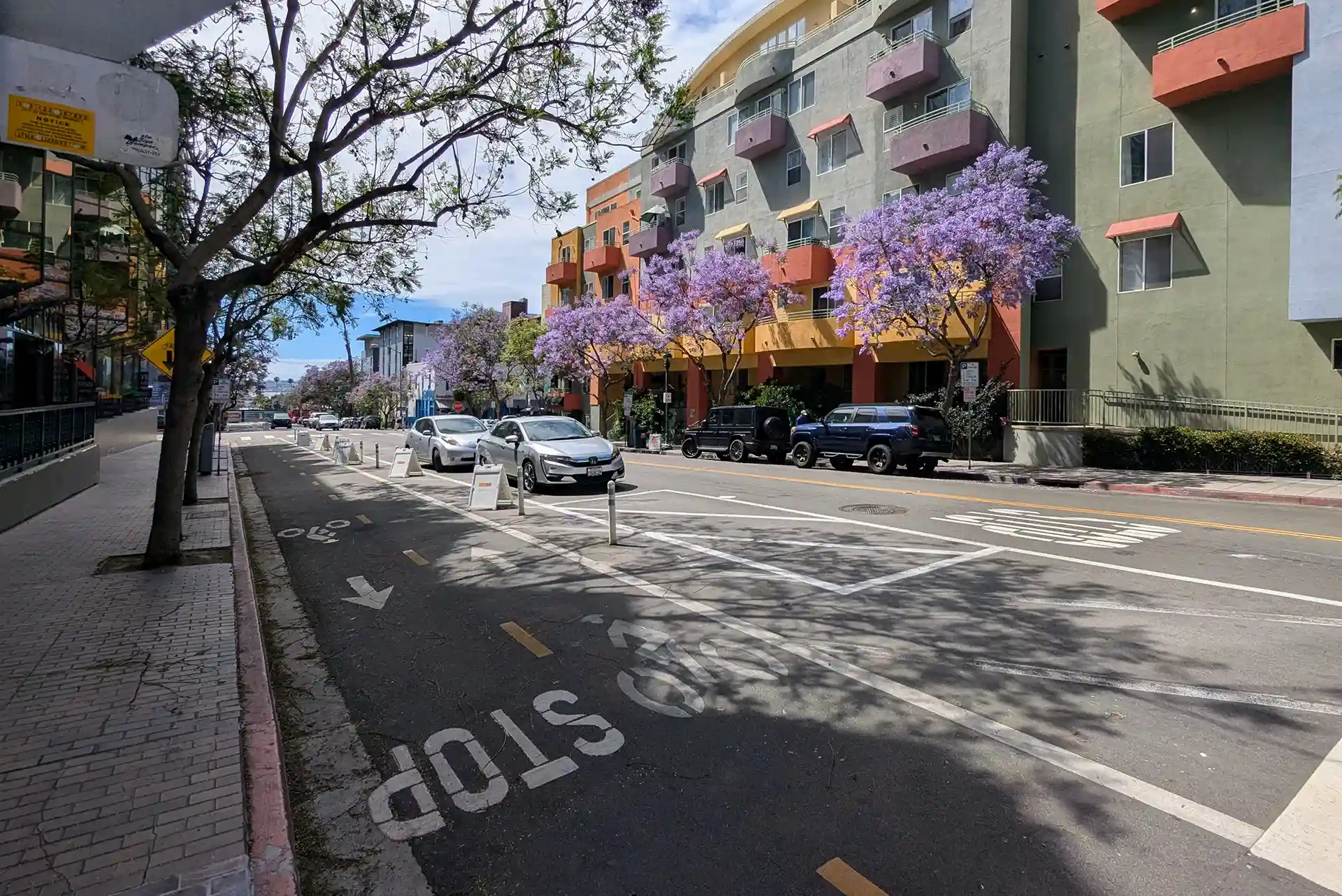 Downtown San Diego pedestrian sidewalk.