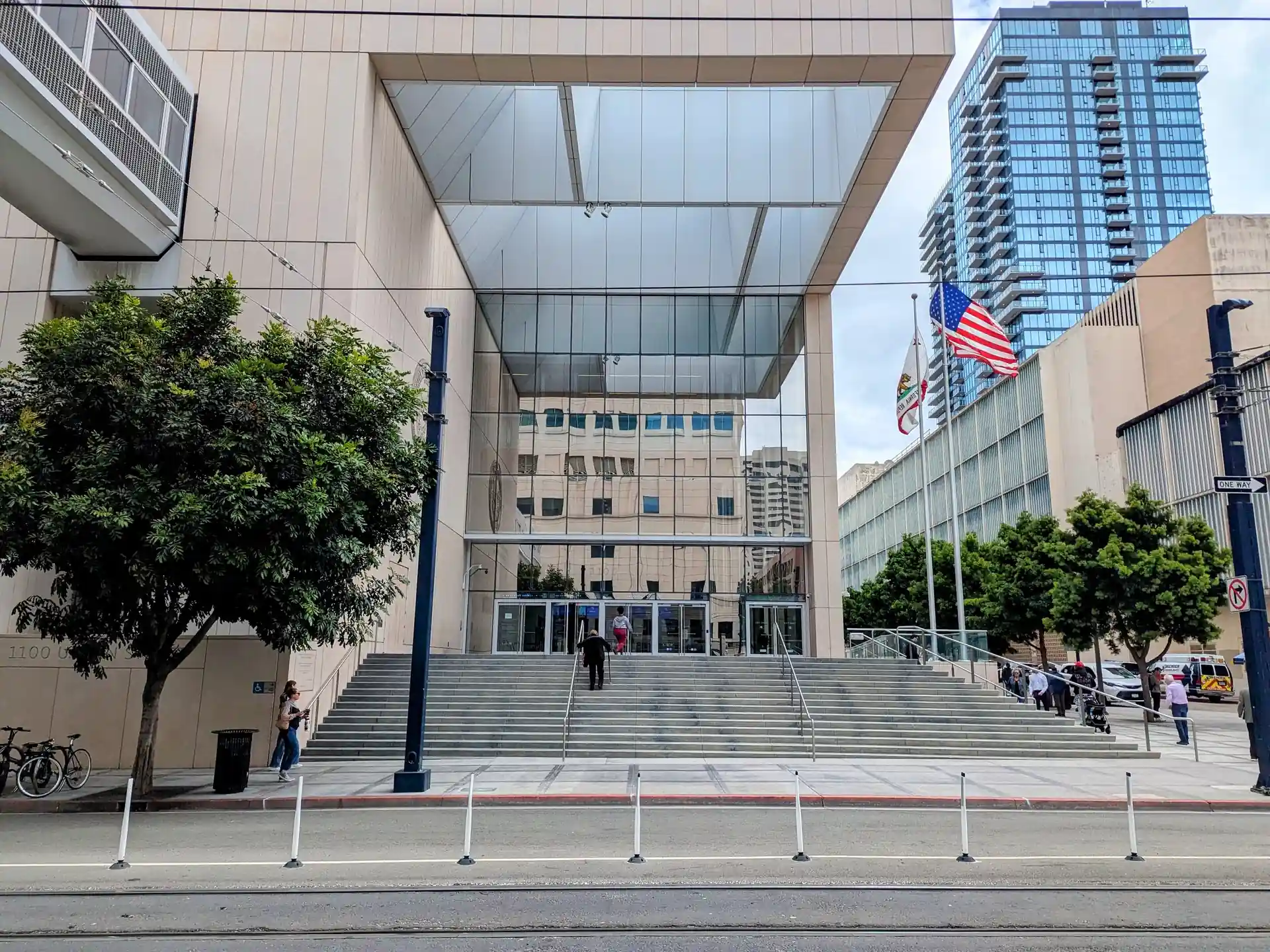 San Diego Superior Court courthouse entrance.
