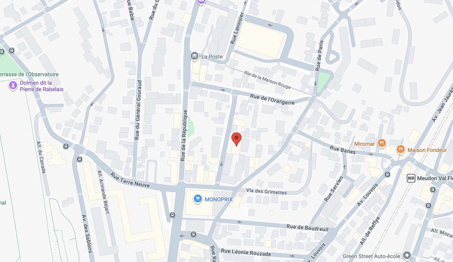 Carte du cabinet au 9 rue Paira a Meudon