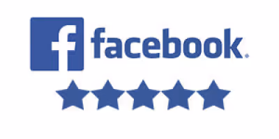 Facebook logo with five stars